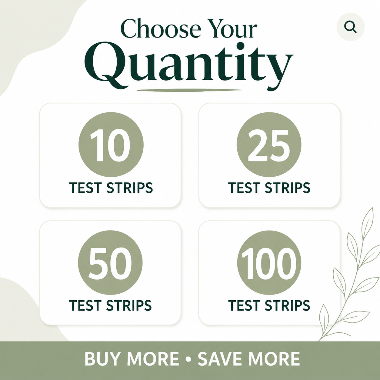Ovulation test strip pack sizes – 10, 25, 50 and 100 tests